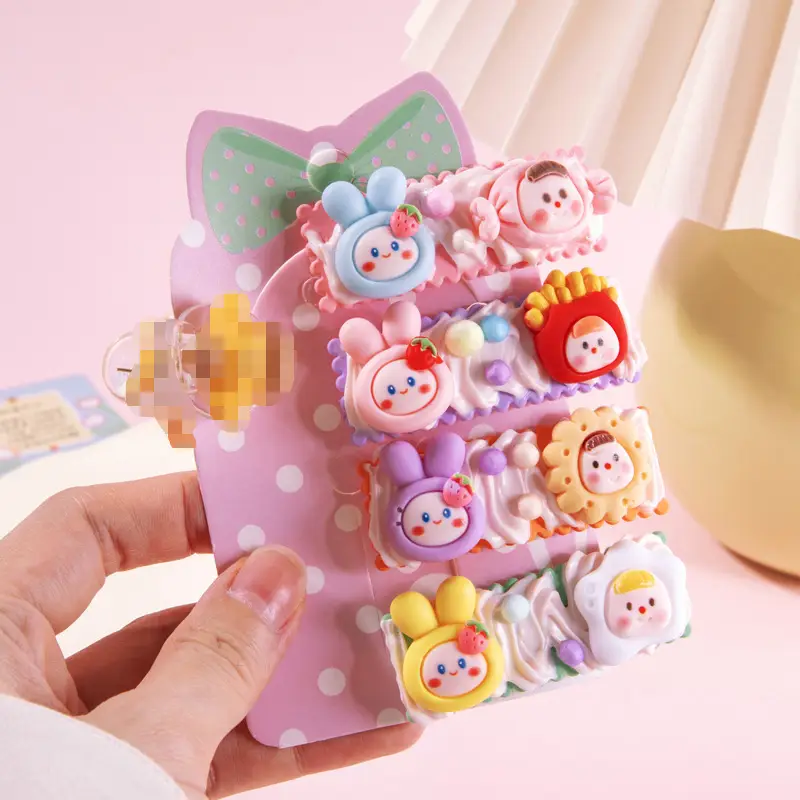 Light powder glue-rabbit head small cute hairpin material bag