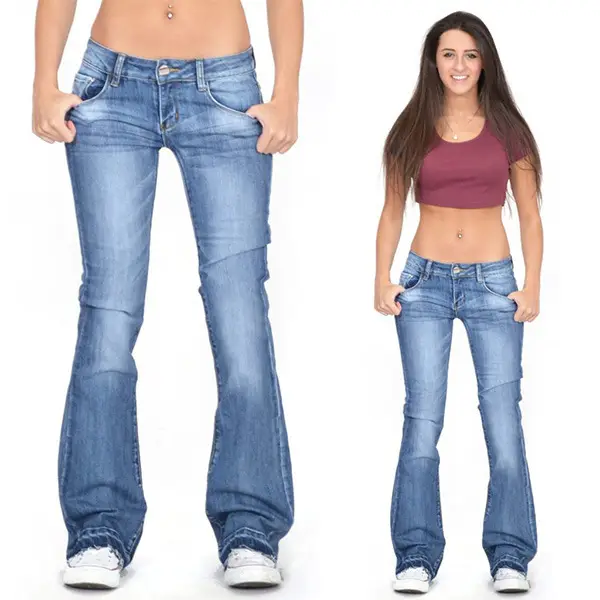 Women Micro-Flared Jeans Solid Color Hot Selling - Image 2