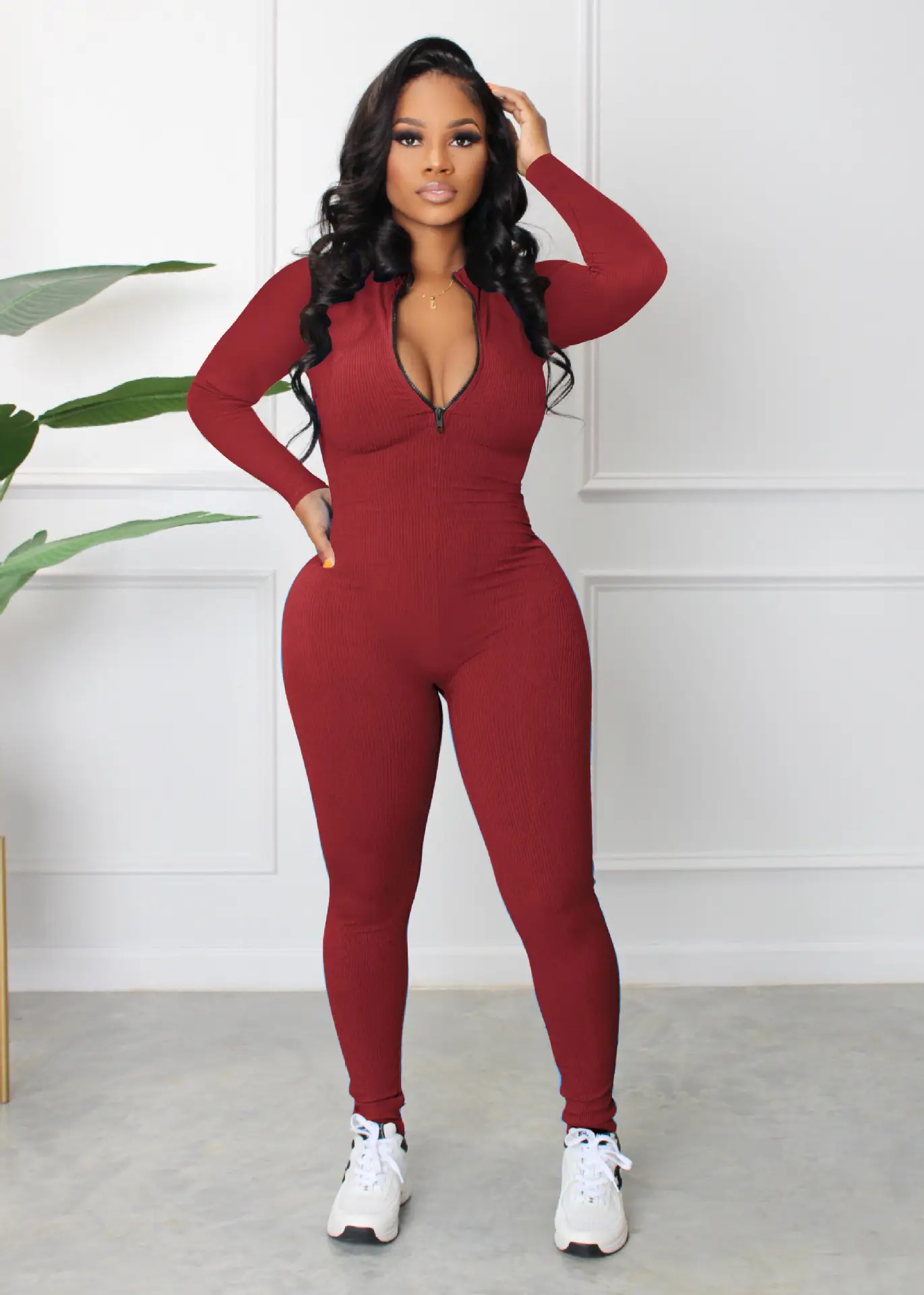 Grey Pit Zipper Sports Jumpsuit for Women - Image 6