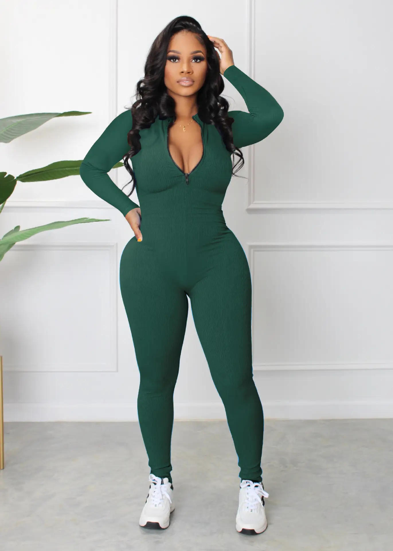 Grey Pit Zipper Sports Jumpsuit for Women - Image 7