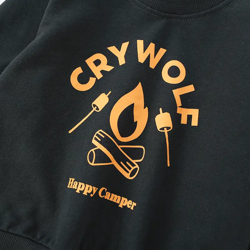 Boys Sweatshirt Black Cartoon Print Pure Cotton - Image 3