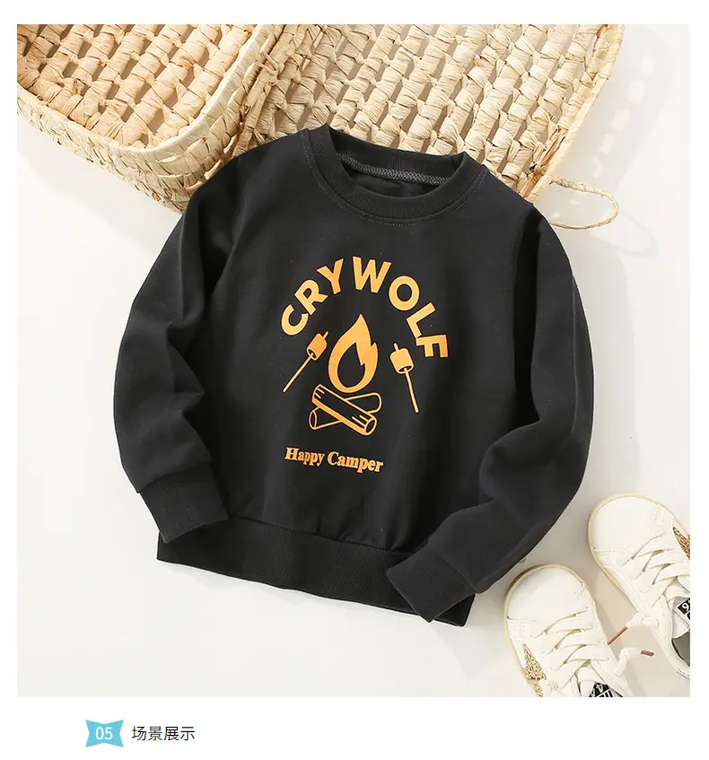 Boys Sweatshirt Black Cartoon Print Pure Cotton — feature 10
