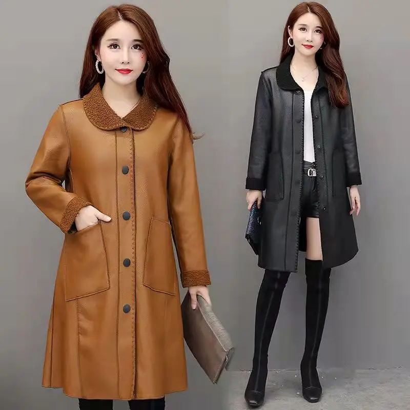 Women's Black Leather Teddy Windbreaker Mid-Length 2024 — feature 2