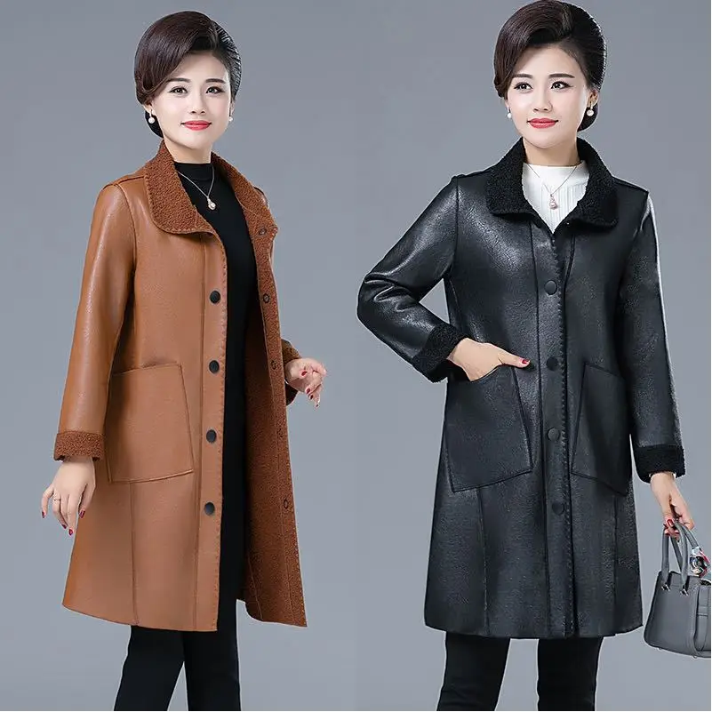 Women's Black Leather Teddy Windbreaker Mid-Length 2024 — feature 10