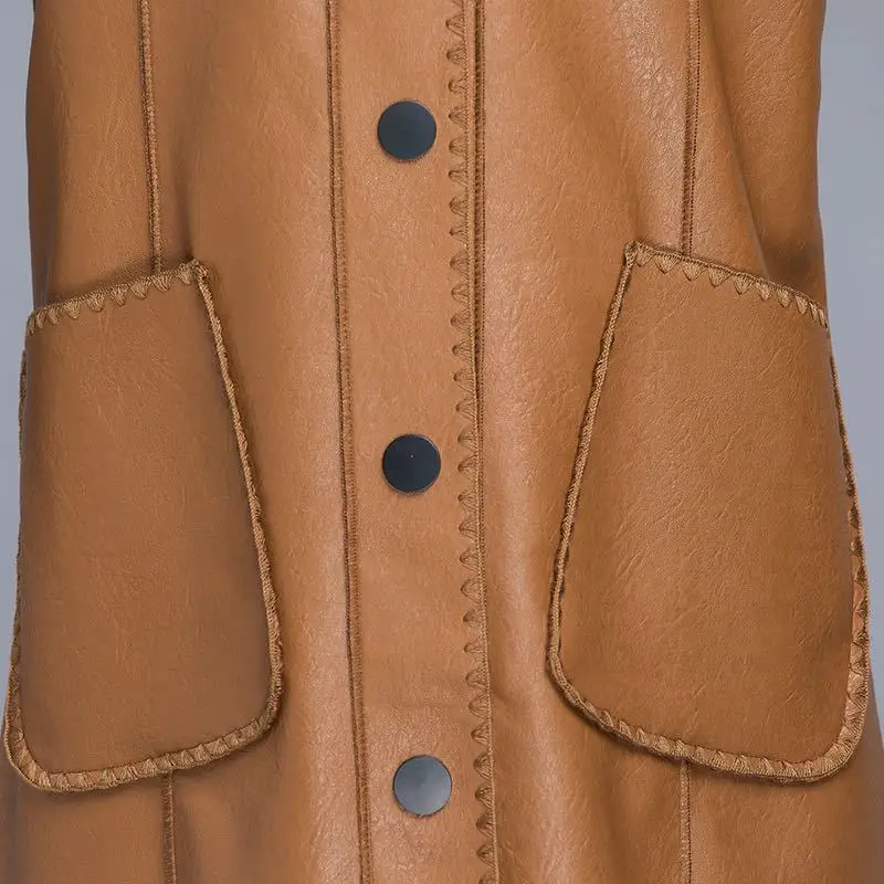 Women's Black Leather Teddy Windbreaker Mid-Length 2024 — feature 15