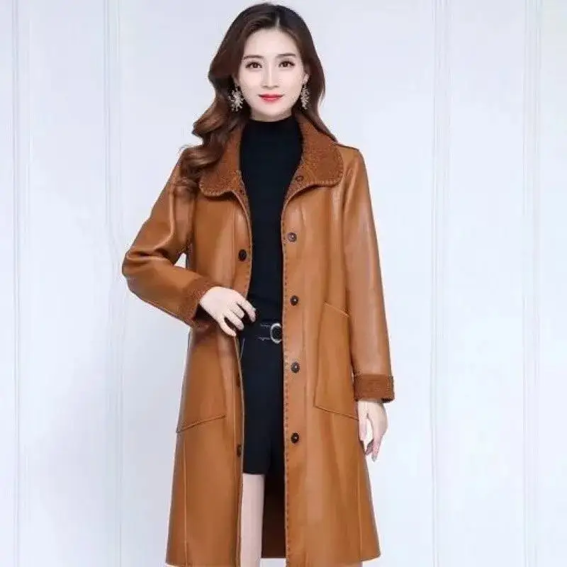 Women's Black Leather Teddy Windbreaker Mid-Length 2024 — feature 8