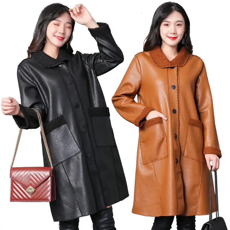 Women's Black Leather Teddy Windbreaker Mid-Length 2024 — feature 9