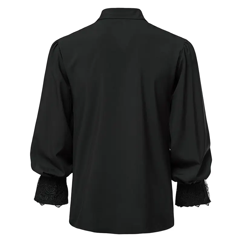Men's Black Ruffled Steampunk Shirt A296 — feature 21