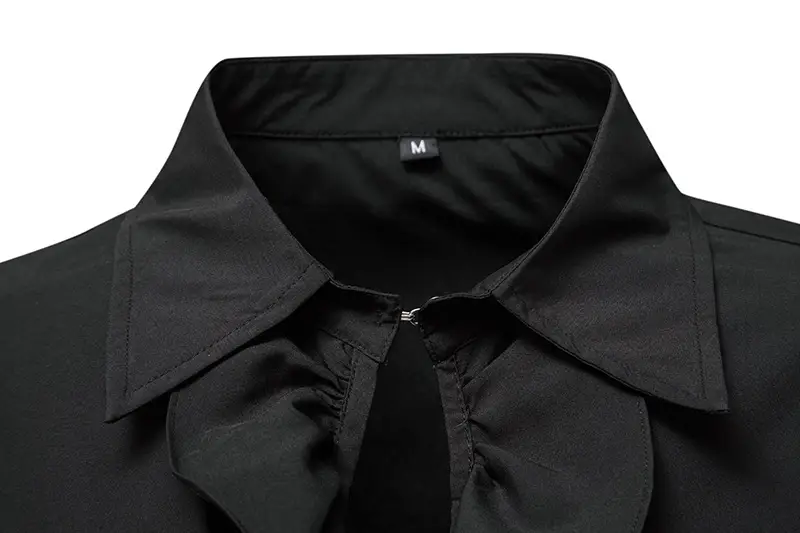 Men's Black Ruffled Steampunk Shirt A296 — feature 22