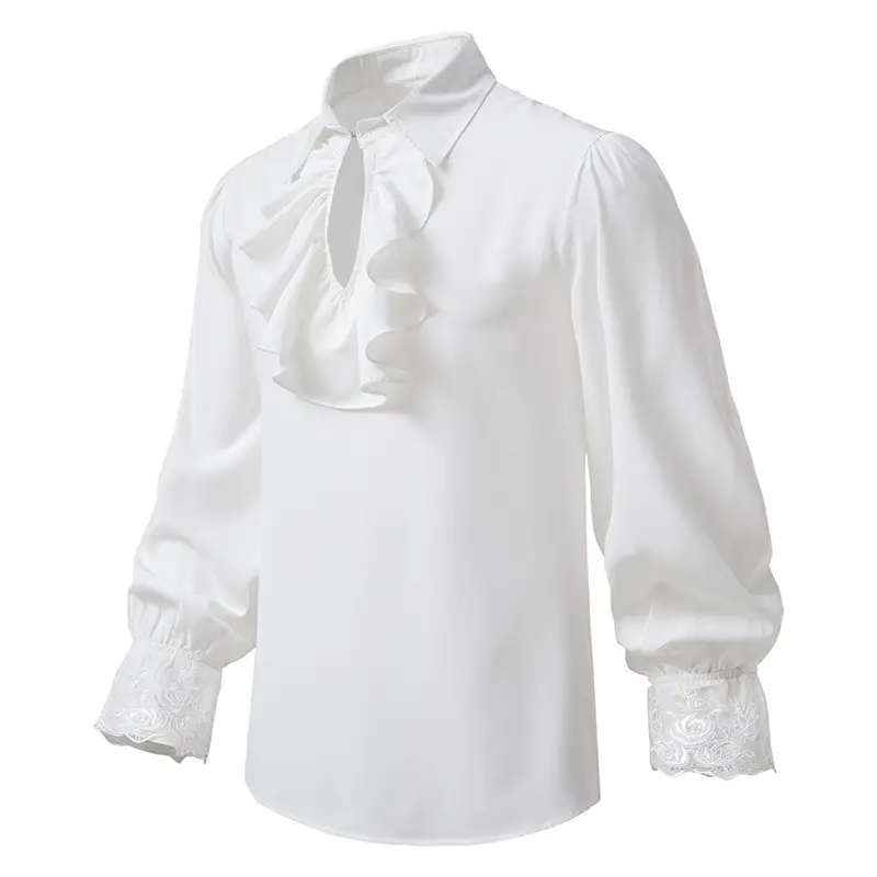 Men's Black Ruffled Steampunk Shirt A296 — feature 3