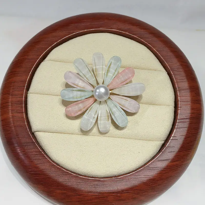 Pearl Brooch with Colorful Flower Design - Image 5