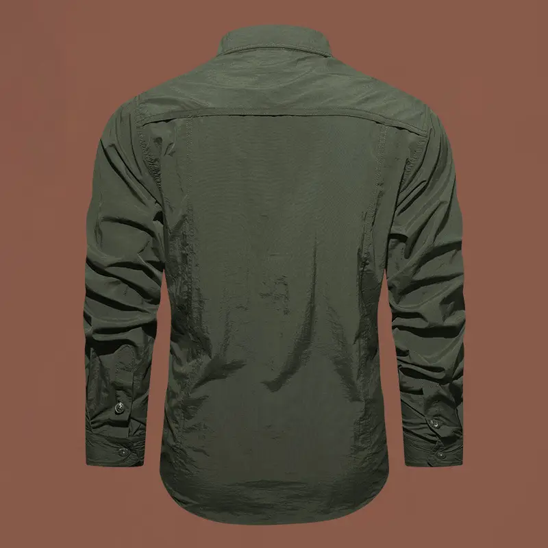 Men's Blue Waterproof Long-Sleeve Shirt with 2 Chest Pockets - Image 8