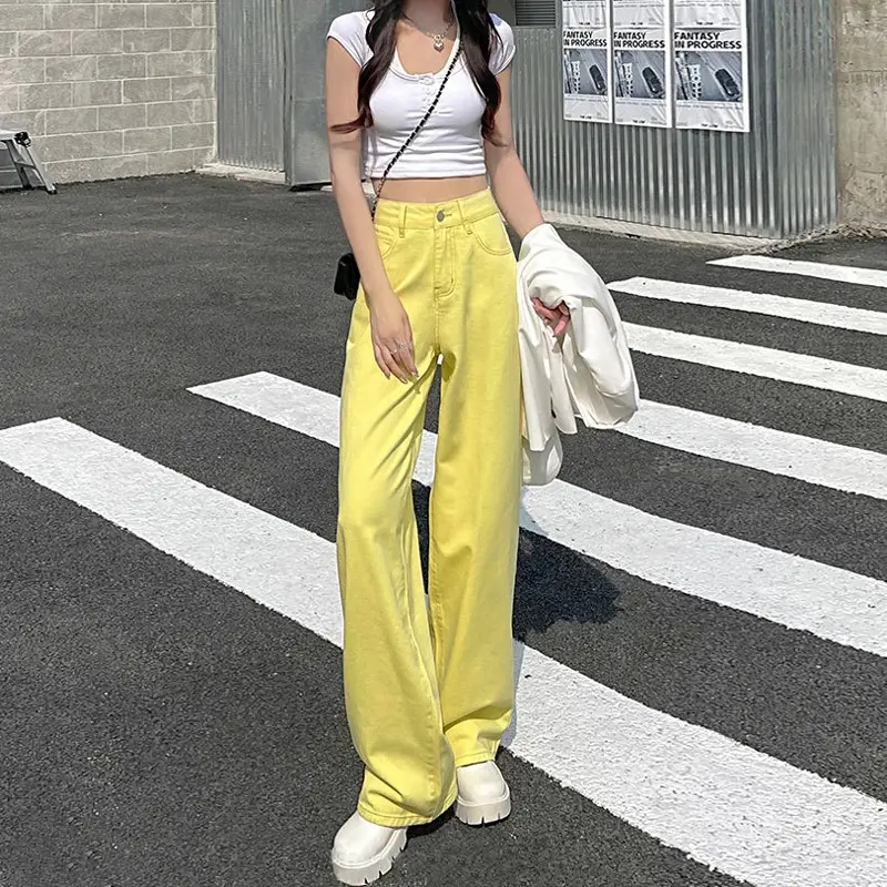 Women White Wide Leg Pants High Waist Casual Autumn Winter - Image 4