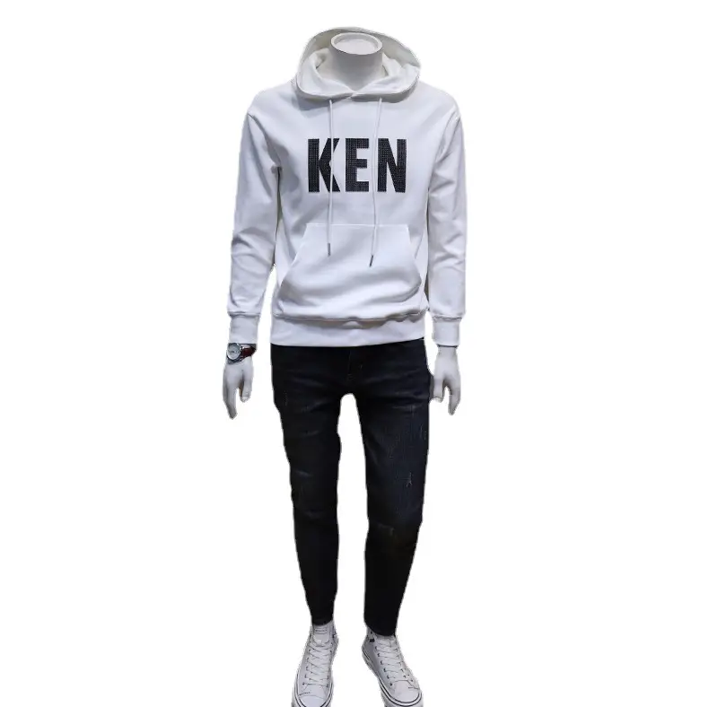 Men's White Ken Printed Hoodie & Black Pants Set - Image 5