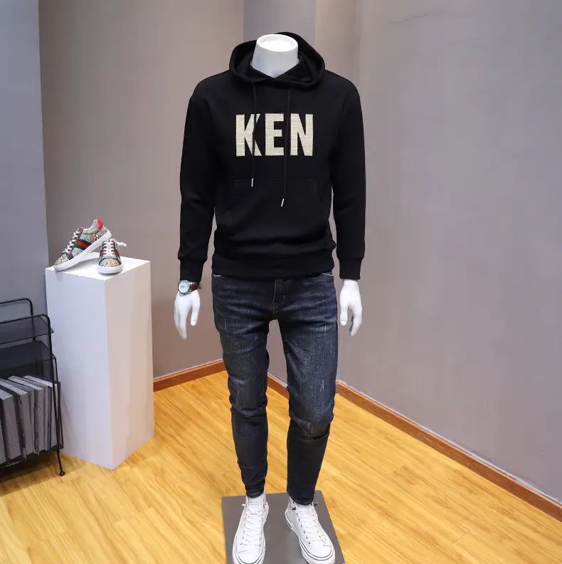 Men's White Ken Printed Hoodie & Black Pants Set — feature 1