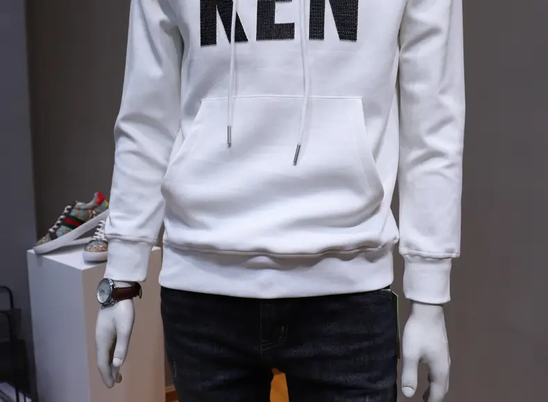 Men's White Ken Printed Hoodie & Black Pants Set — feature 10