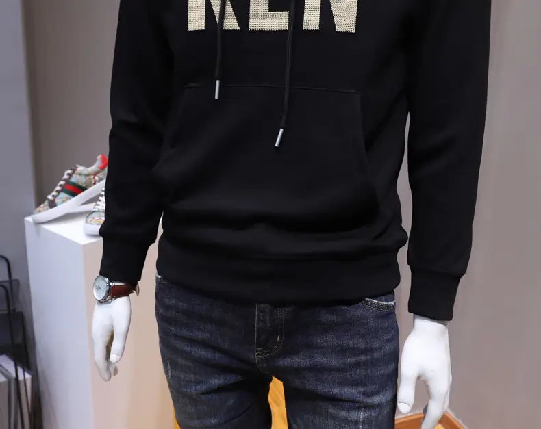 Men's White Ken Printed Hoodie & Black Pants Set — feature 6