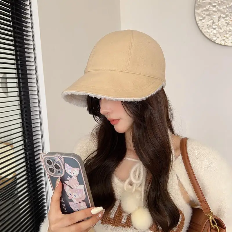 Warm Plush Fisherman Hat for Women Korean Style All-Match Cap - Image 8