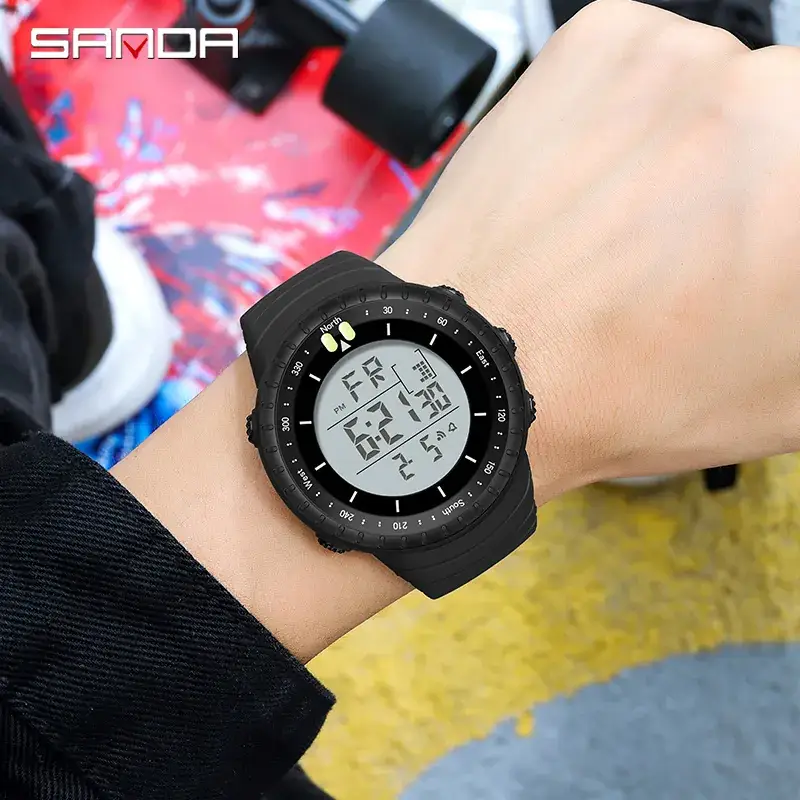 Sanda Digital Men's Watch Black Waterproof 128 Hours - Image 25
