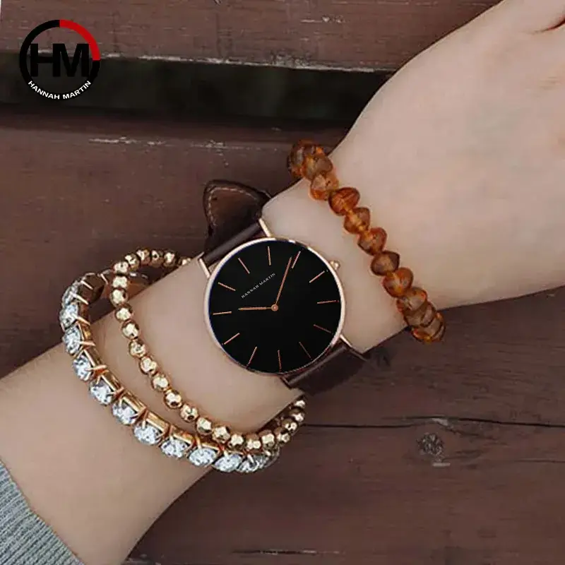 Women Cross-Border Leather Watch with Crystal Bracelet - Image 17