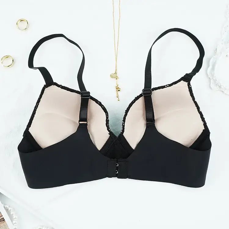 Chang Lizi Black Lace Thick Cup Bra for Women - Image 5