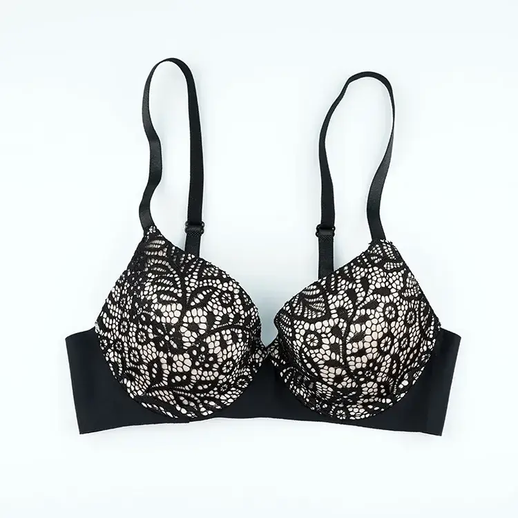 Chang Lizi Black Lace Thick Cup Bra for Women - Image 6