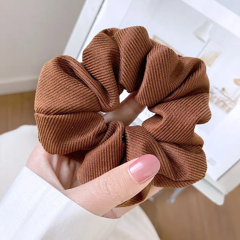 Brown Woven Hair Scrunchie for Women - Image 3