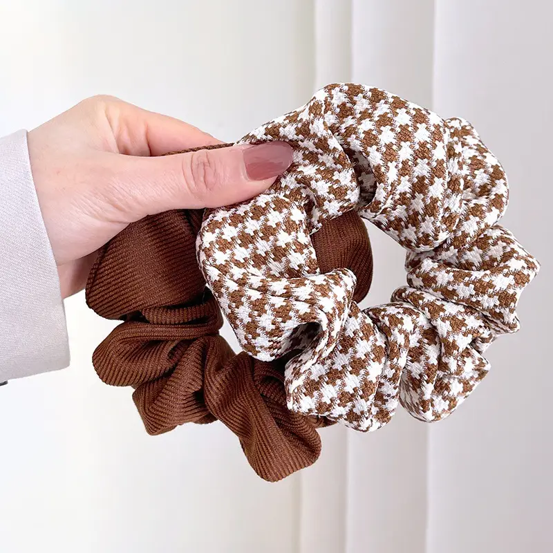 Brown Woven Hair Scrunchie for Women - Image 5