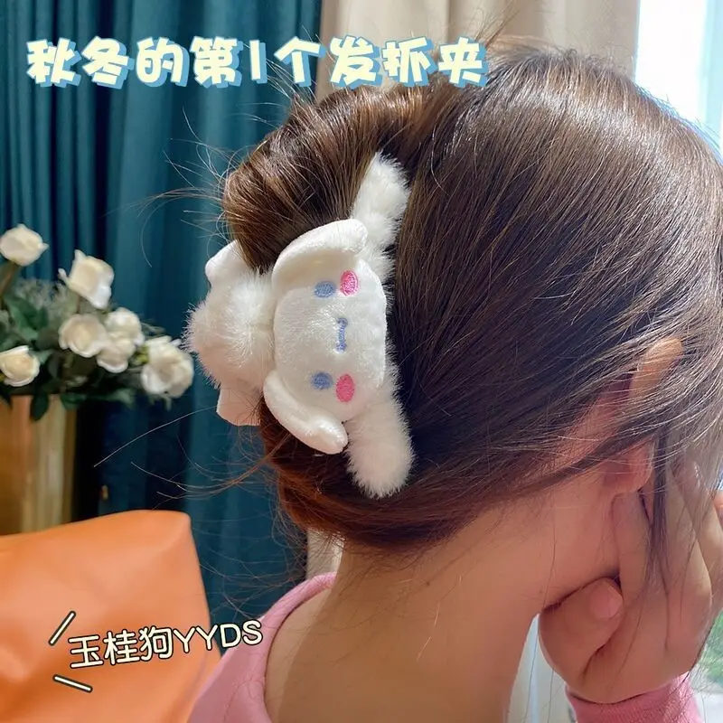 Cute Plush Velvet Hairpin with Cinnamon Dog Shark Clip - Image 11