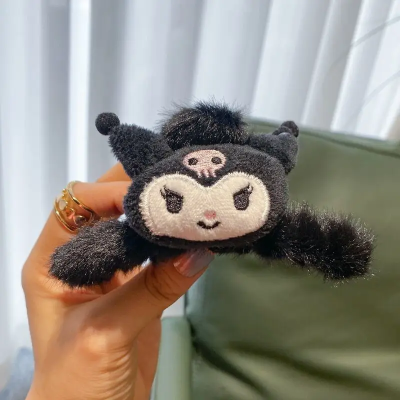 Cute Plush Velvet Hairpin with Cinnamon Dog Shark Clip - Image 3