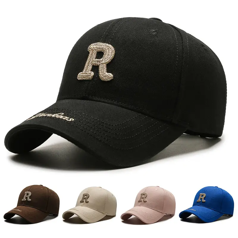 R Letter Gold Embroidered Seiko Cap for Women Men