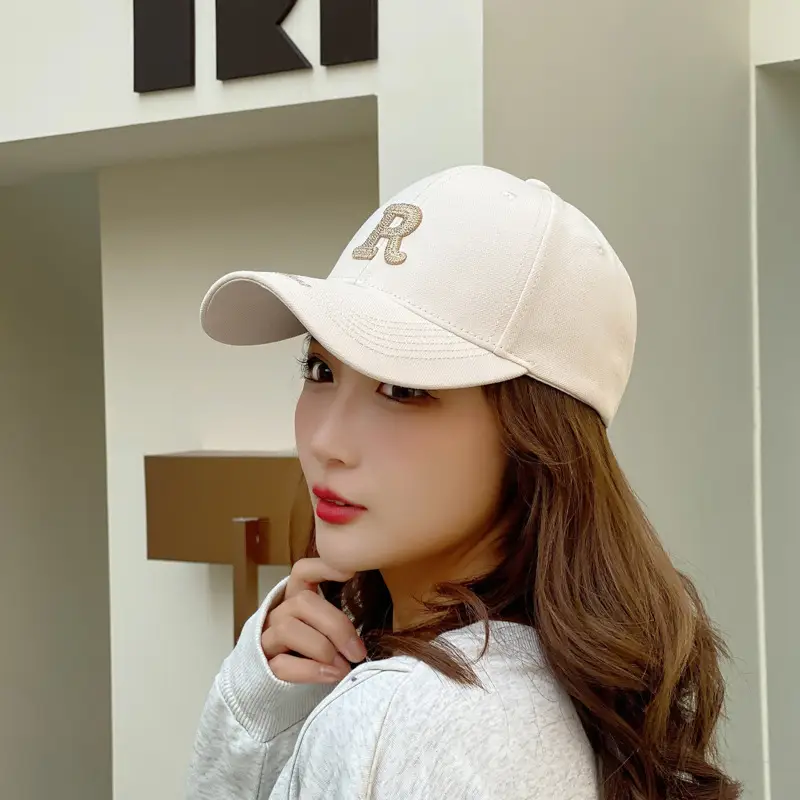 R Letter Gold Embroidered Seiko Cap for Women Men
