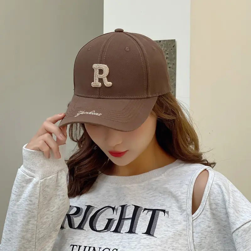R Letter Gold Embroidered Seiko Cap for Women Men