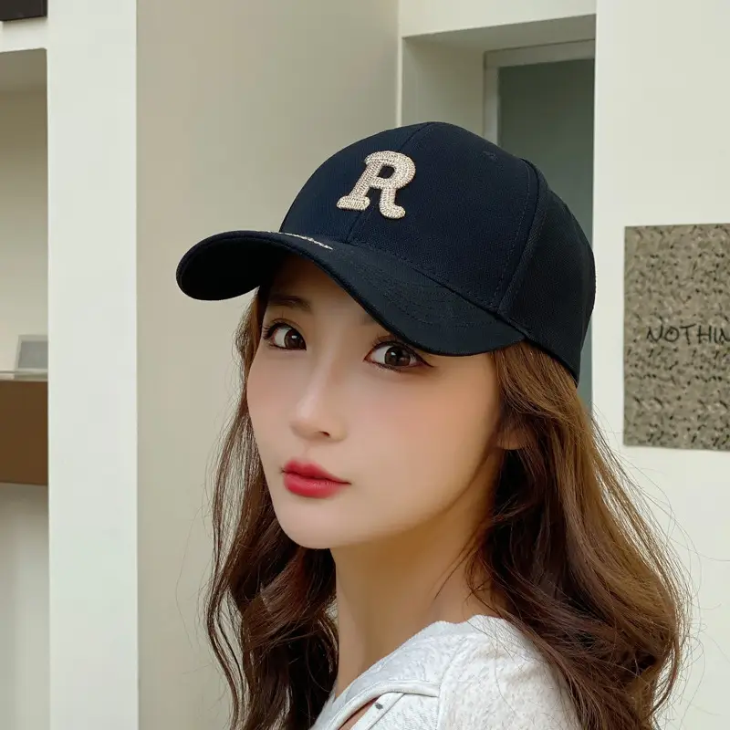R Letter Gold Embroidered Seiko Cap for Women Men