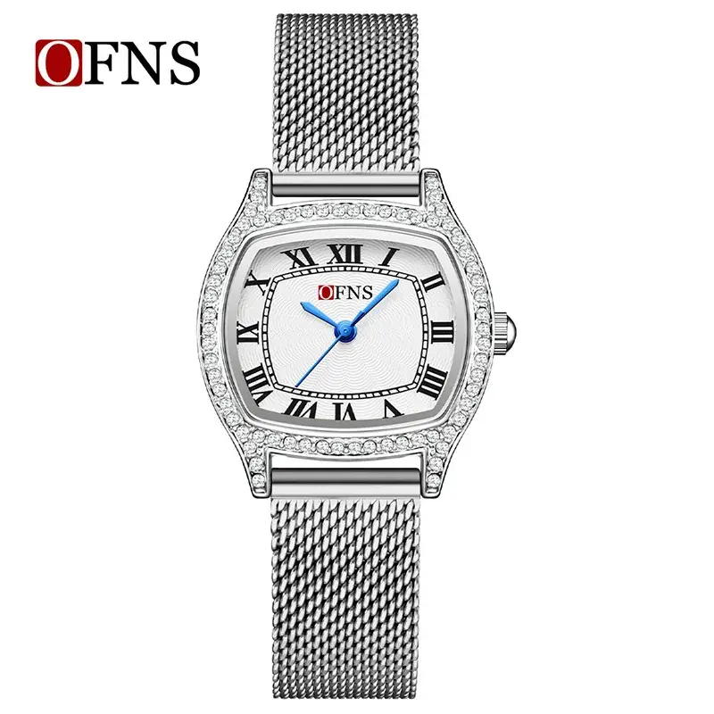 Women's Diamond Roman Numeral Quartz Watch Gold Black Strap