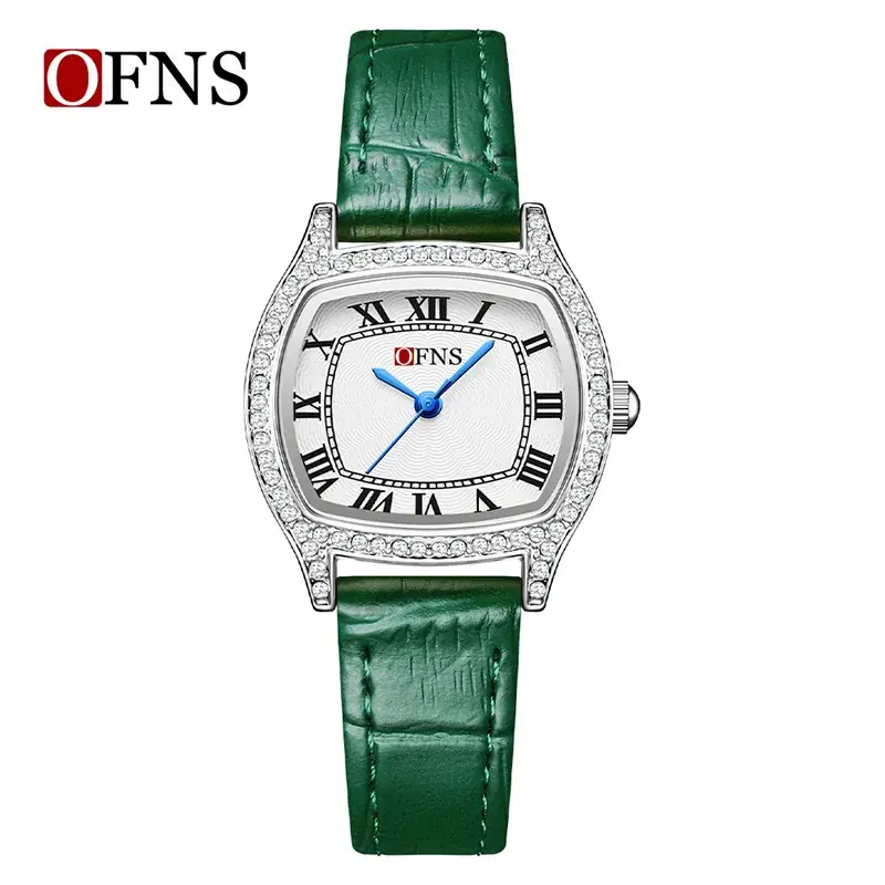 Women's Diamond Roman Numeral Quartz Watch Gold Black Strap