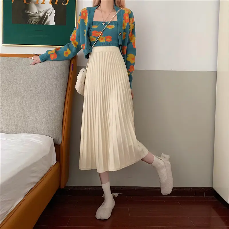 2023 Knitted Pleated Skirt Set Women's Autumn Winter — feature 11
