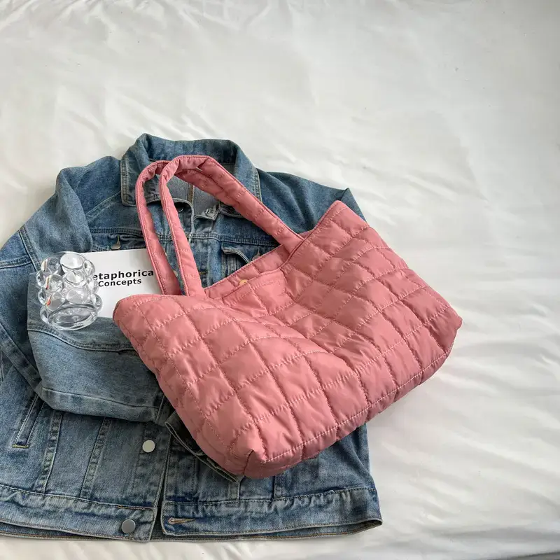 Pink Quilted Shoulder Bag for Women 2022 - Image 4