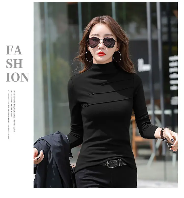 Women's German Velvet Turtleneck Shirt Brown Slim Fit — feature 18
