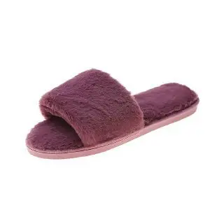 Foreign trade cotton slippers furry slippers women's indoor home autumn and winter short plush flat open slippers word plus size slippers