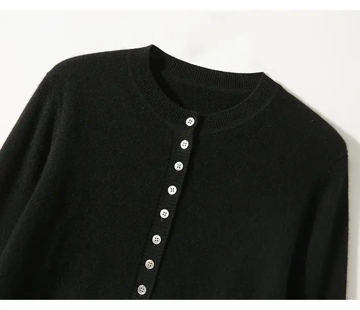 Women Button Slit Knit Cardigan Black 2025 — feature 12
