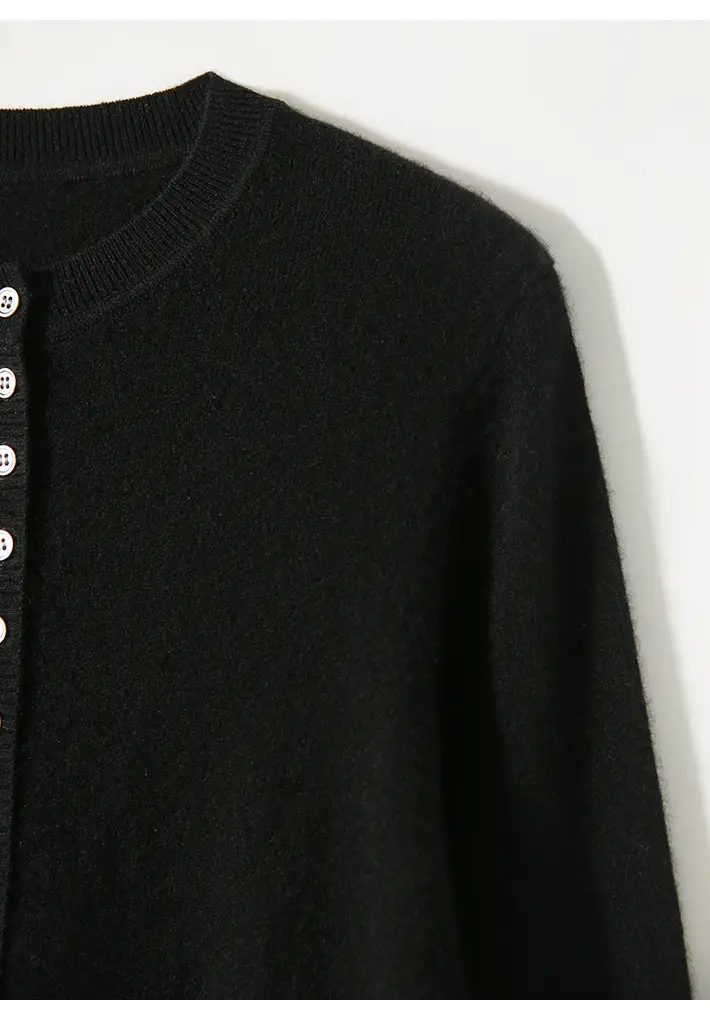 Women Button Slit Knit Cardigan Black 2025 — feature 13