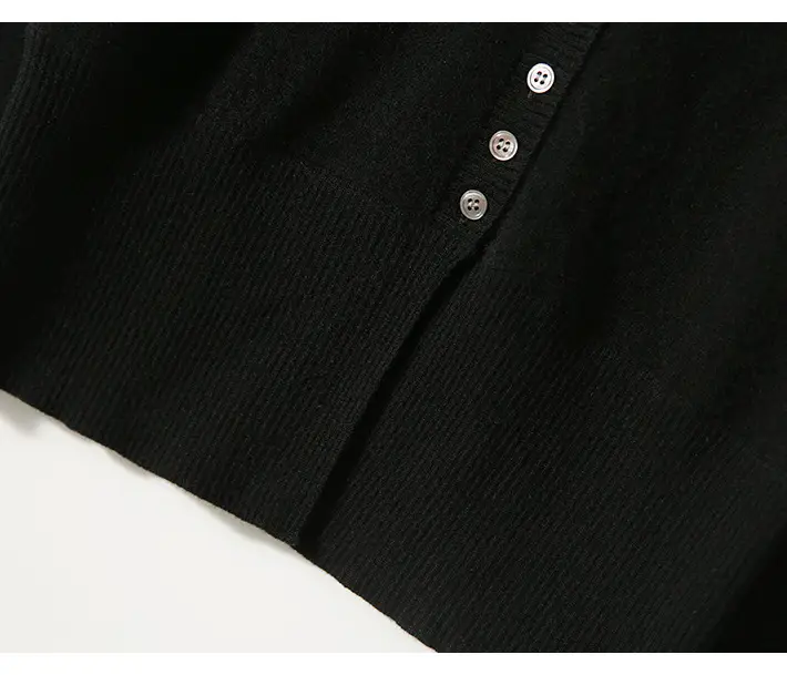 Women Button Slit Knit Cardigan Black 2025 — feature 15