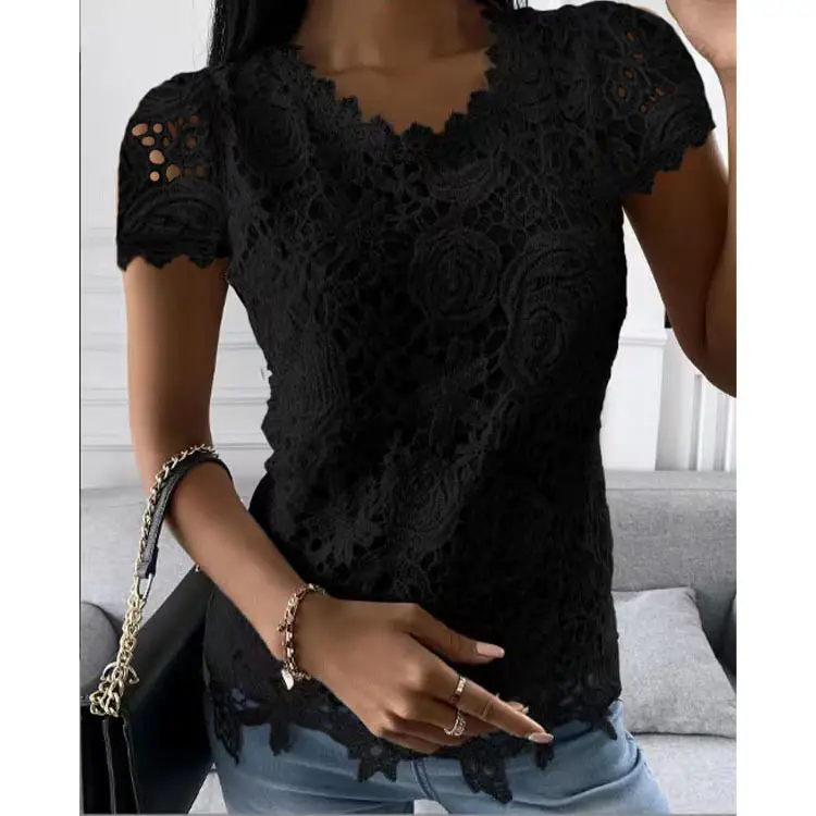 Red Lace Long Sleeve Top for Women 2025 Winter - Image 7