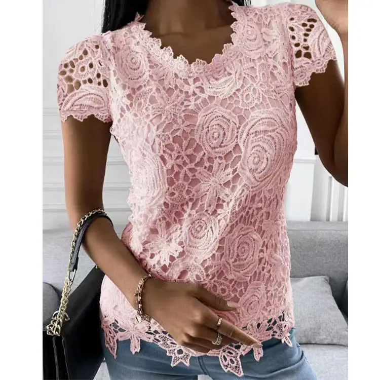Red Lace Long Sleeve Top for Women 2025 Winter - Image 9