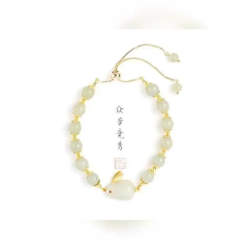 Green Jade Rabbit Bracelet for Girls - Image 3