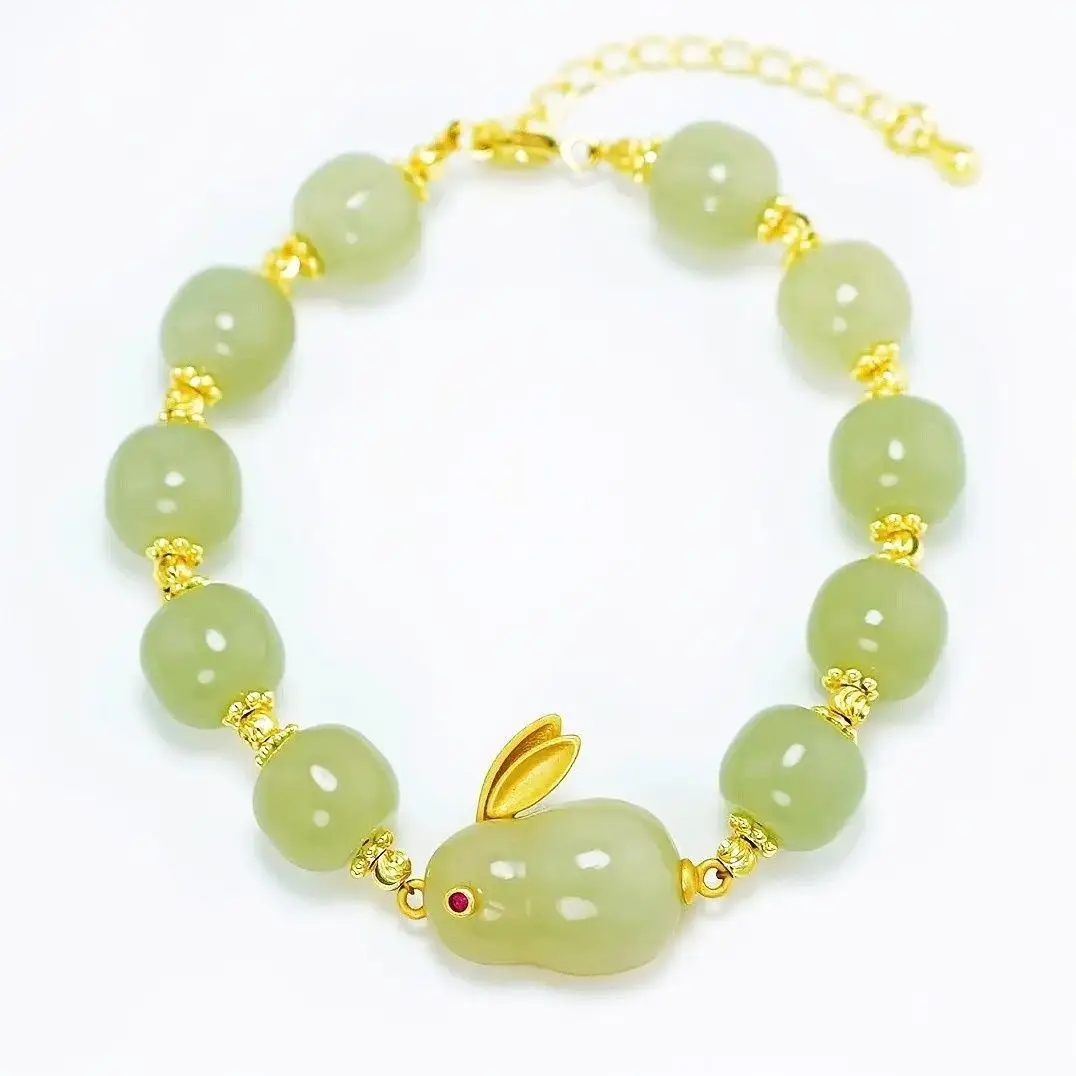 Green Jade Rabbit Bracelet for Girls - Image 4