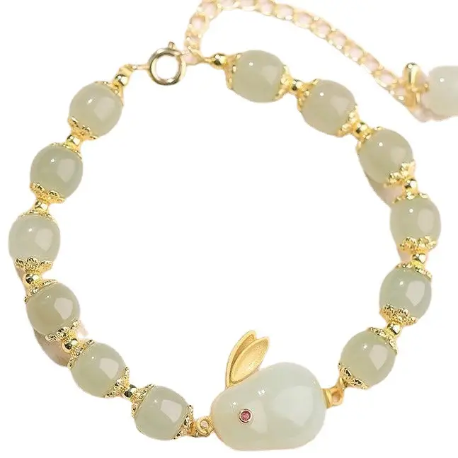 Green Jade Rabbit Bracelet for Girls - Image 6