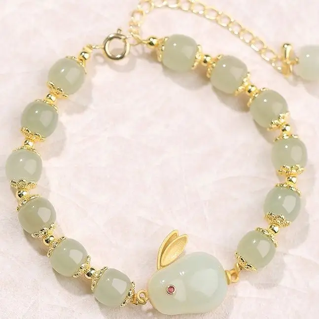 Green Jade Rabbit Bracelet for Girls — feature 5