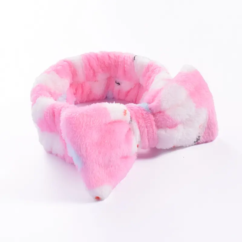 Pink Faux Fur Bow Hair Band for Women - Image 59